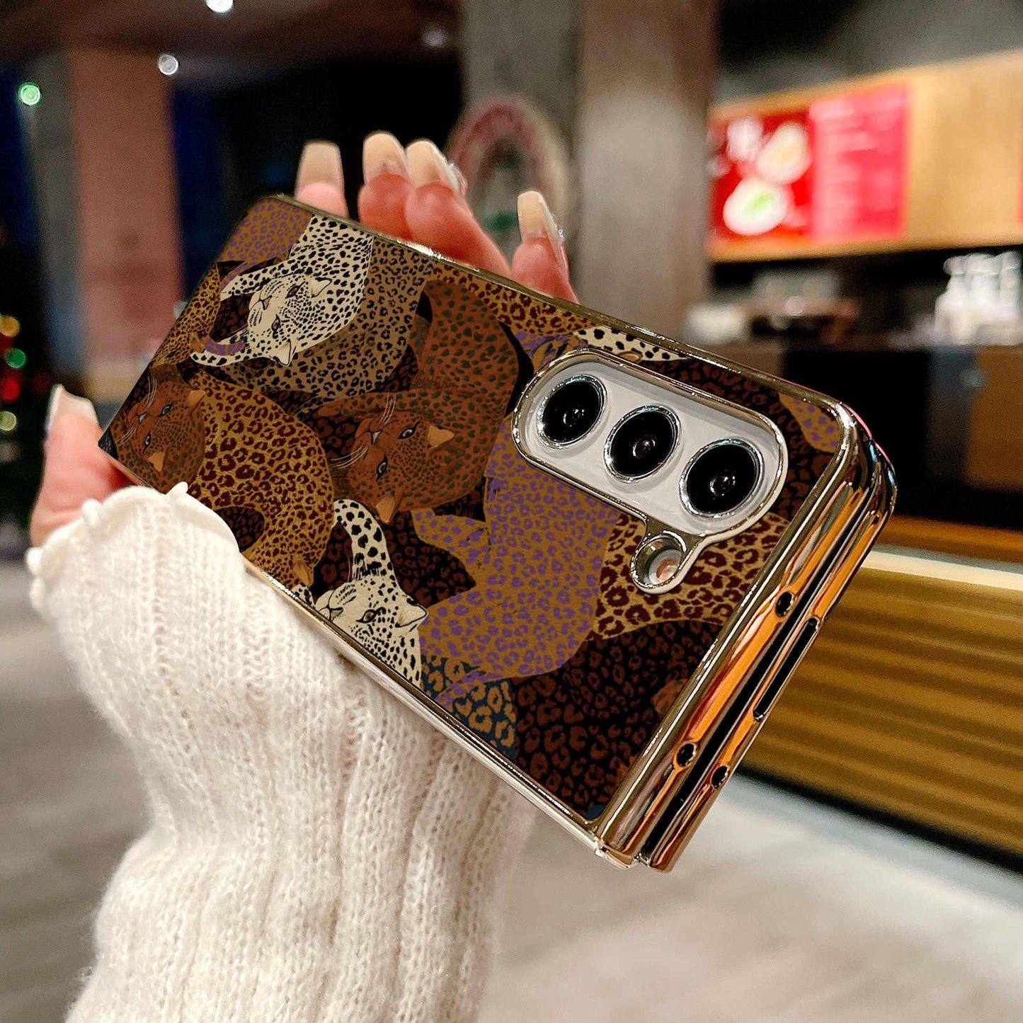 Oil painting brown leopard Case For Galaxy Z Fold Series