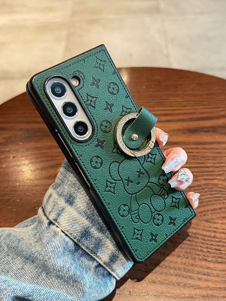 Samsung Z Fold5 Case - Geometric Gradient Leather Cover