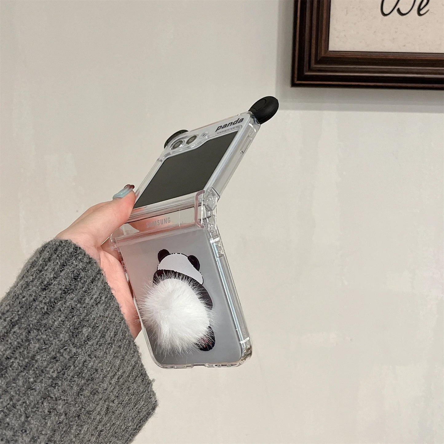 Cute Panda Ball Tail Case for Samsung Galaxy Z Flip 5