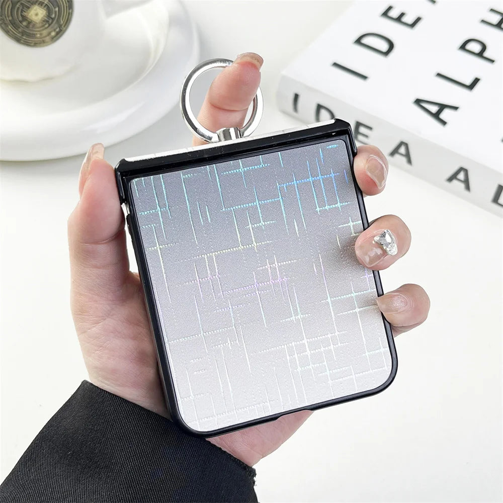 Leather Case Ring Holder Gradient Laser For Samsung Z Flip 5