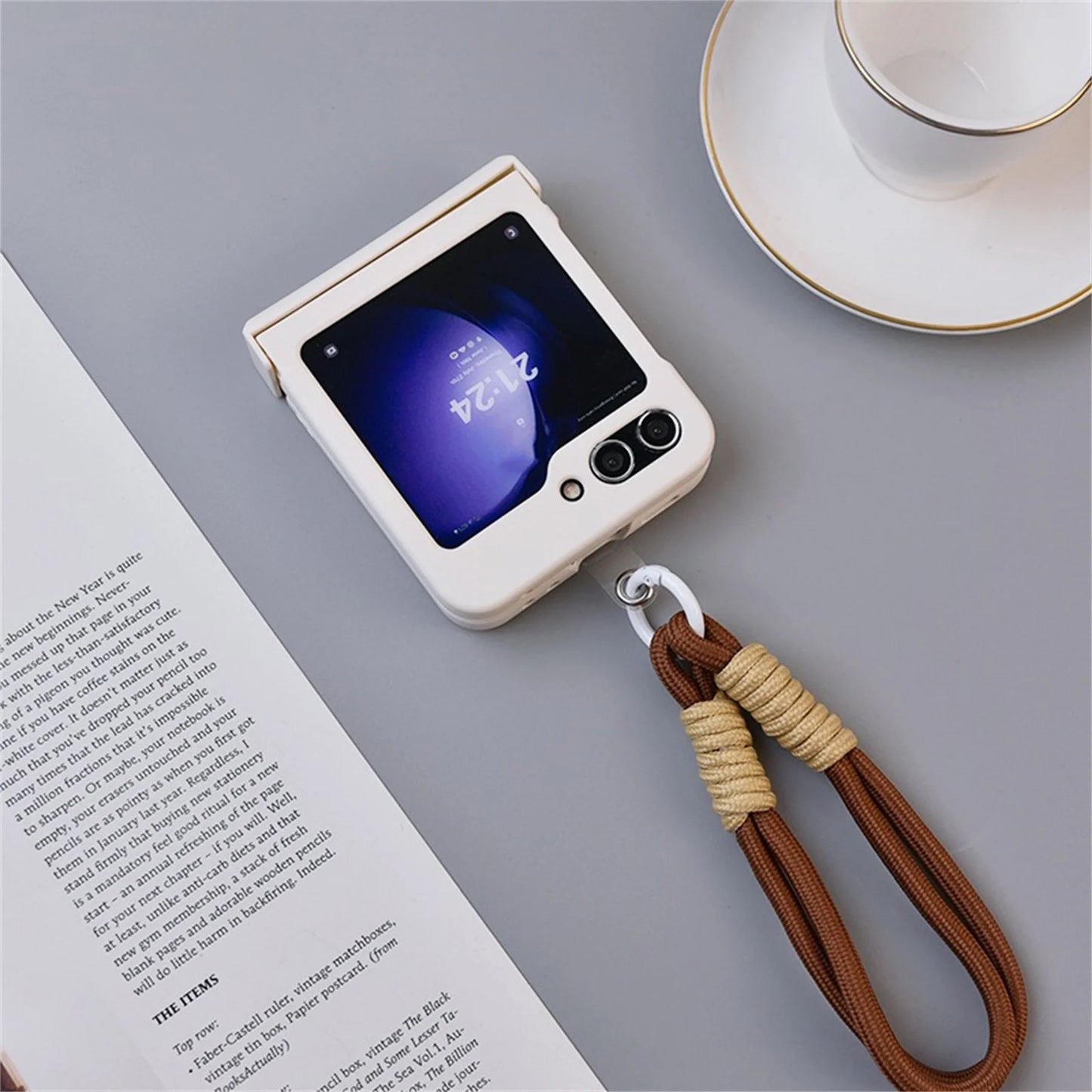 Cute Patch Phone Case with Portable Rope for Samsung Galaxy Z Flip Series