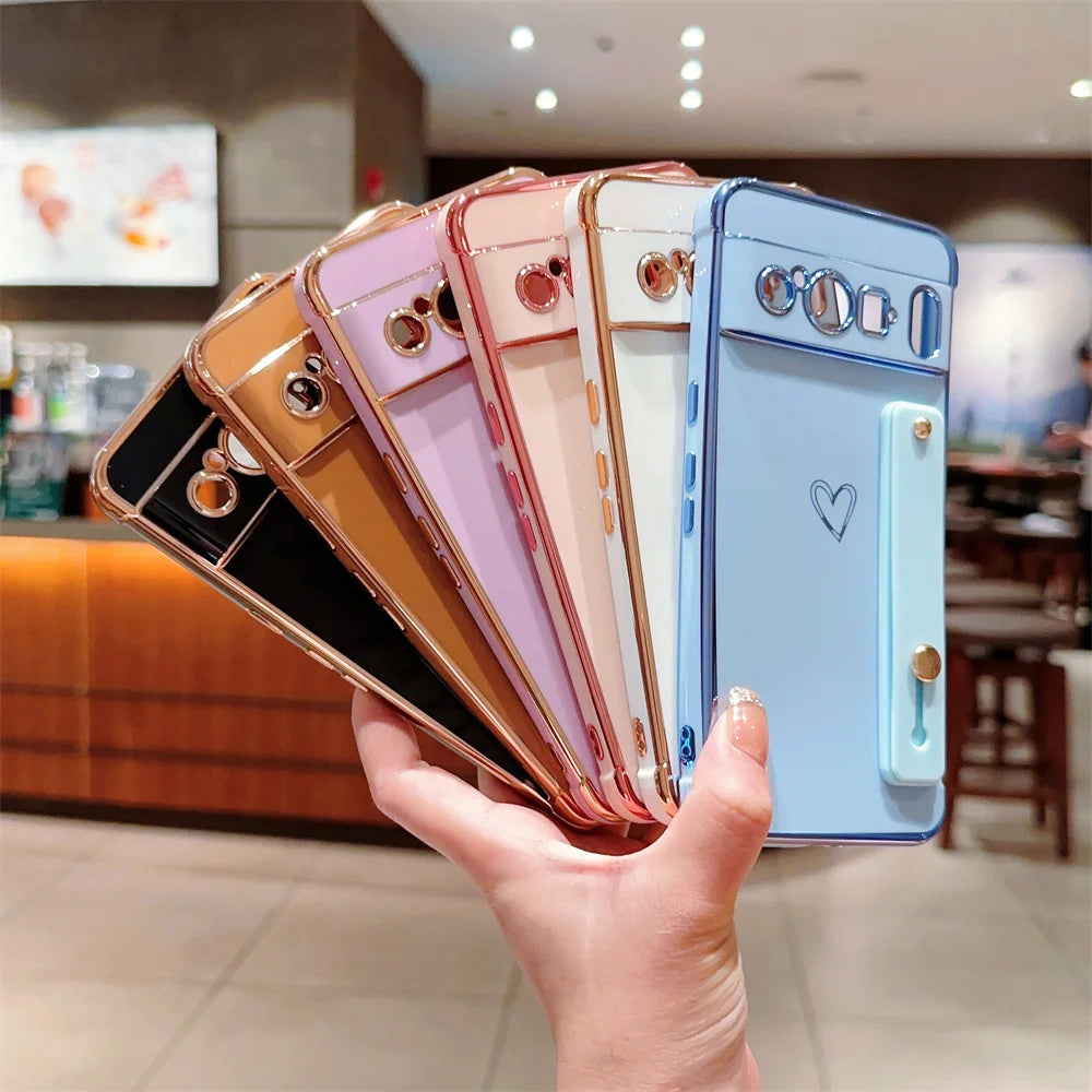 Cute Love Heart Case with Stand for Google Pixel 9/8/7A