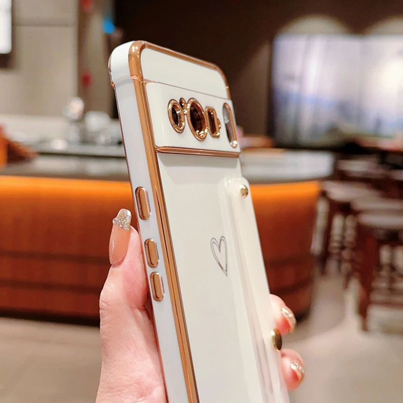 Cute Love Heart Case with Stand for Google Pixel 9/8/7A