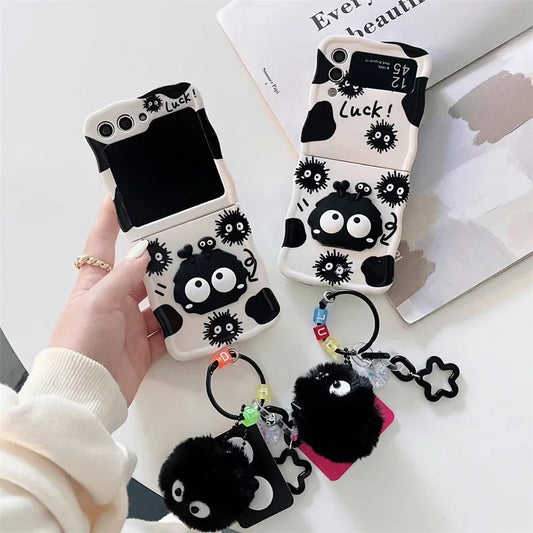 Cartoon Coal Ball Elf Case for Galaxy Z Flip 6/5/4/3 | Hard Shell with Stand