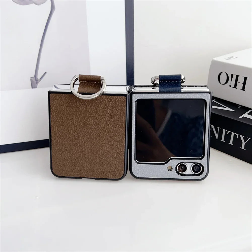 Ring Holder Lichee Pattern Case for Samsung Galaxy Z Flip 5