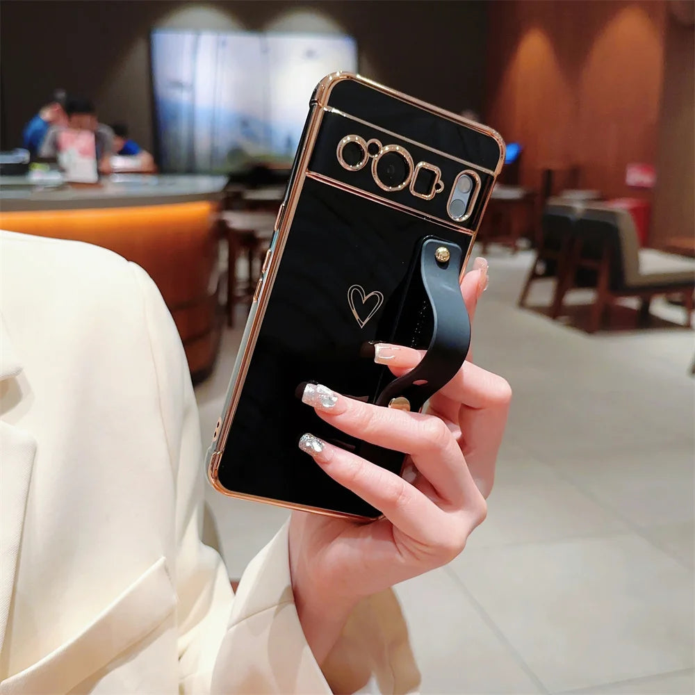 Cute Love Heart Case with Stand for Google Pixel 9/8/7A