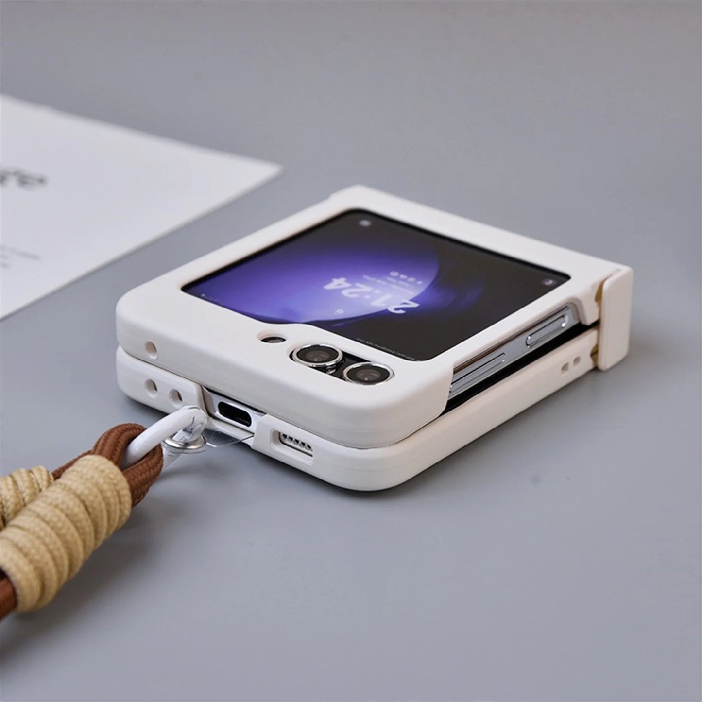 Cute Patch Phone Case with Portable Rope for Samsung Galaxy Z Flip Series
