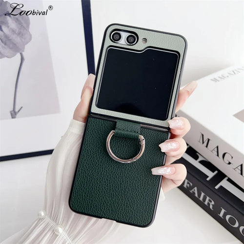 Ring Holder Lichee Pattern Case for Samsung Galaxy Z Flip 5