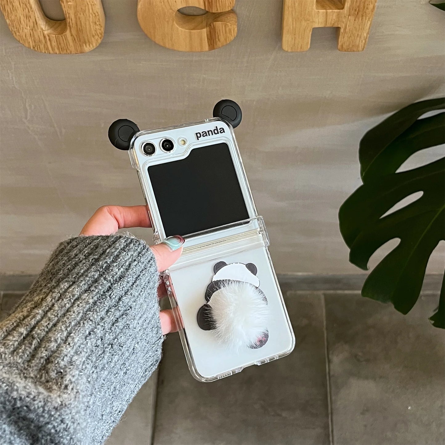 Cute Panda Ball Tail Case for Samsung Galaxy Z Flip 5