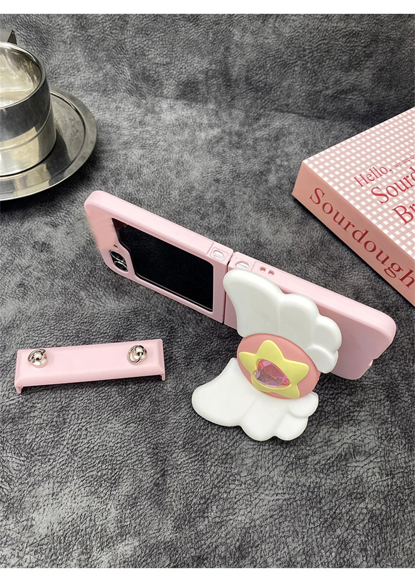 Luxury Cute Diamond Heart Wing Bracket Case for Samsung Galaxy Z Flip Series