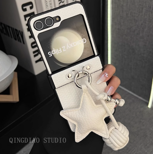 Luxury Leather Star Pendant Case for Samsung Z Flip 5