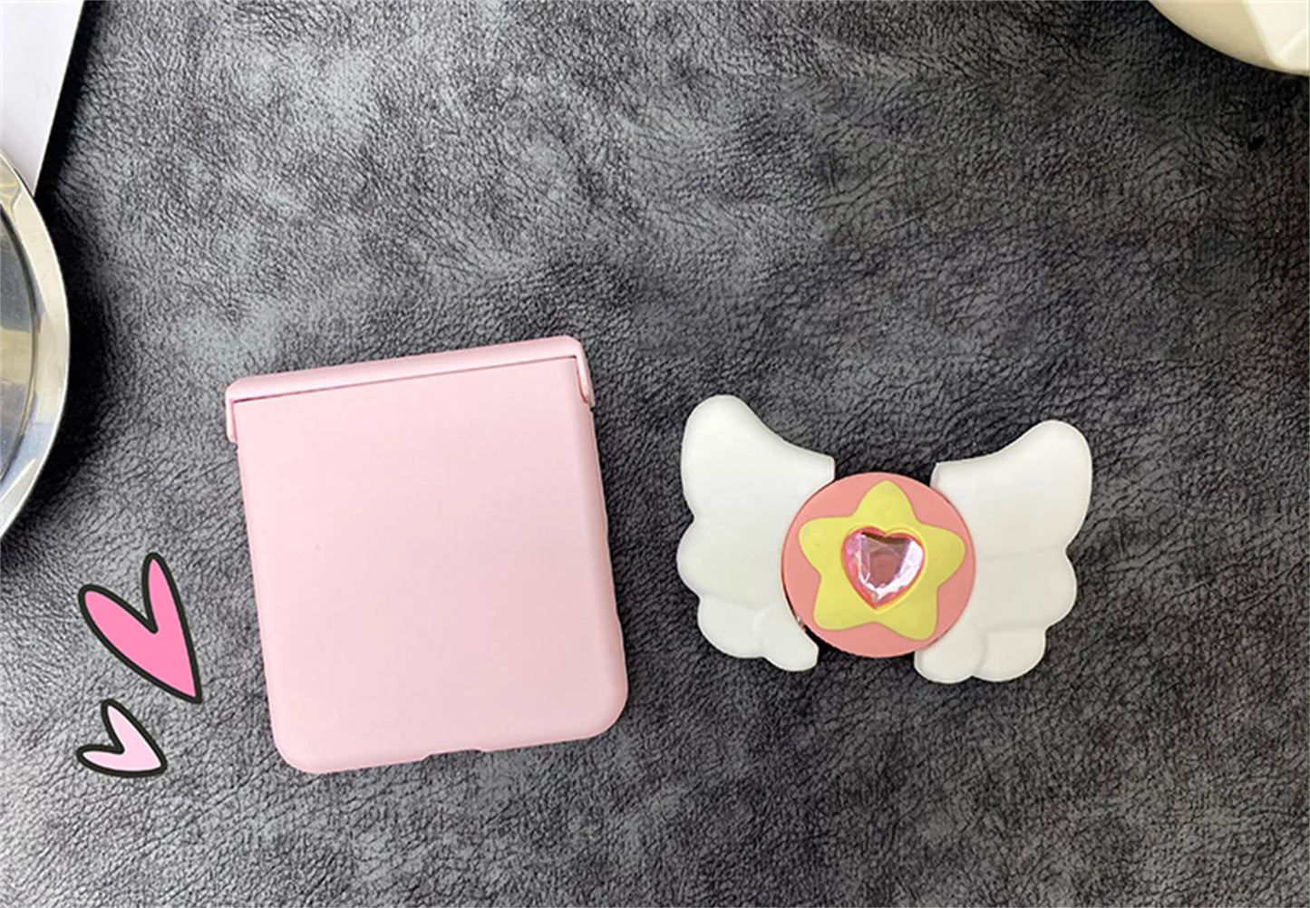 Luxury Cute Diamond Heart Wing Bracket Case for Samsung Galaxy Z Flip Series