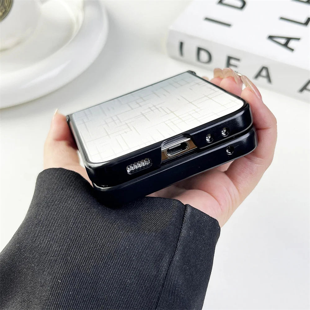 Leather Case Ring Holder Gradient Laser For Samsung Z Flip 5