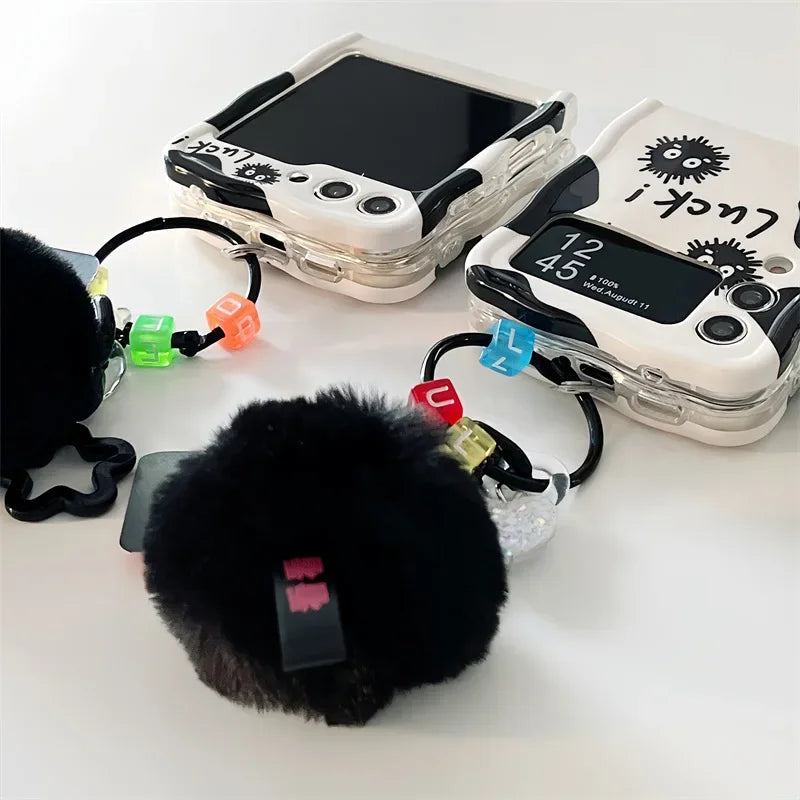Cartoon Coal Ball Elf Case for Galaxy Z Flip 6/5/4/3 | Hard Shell with Stand