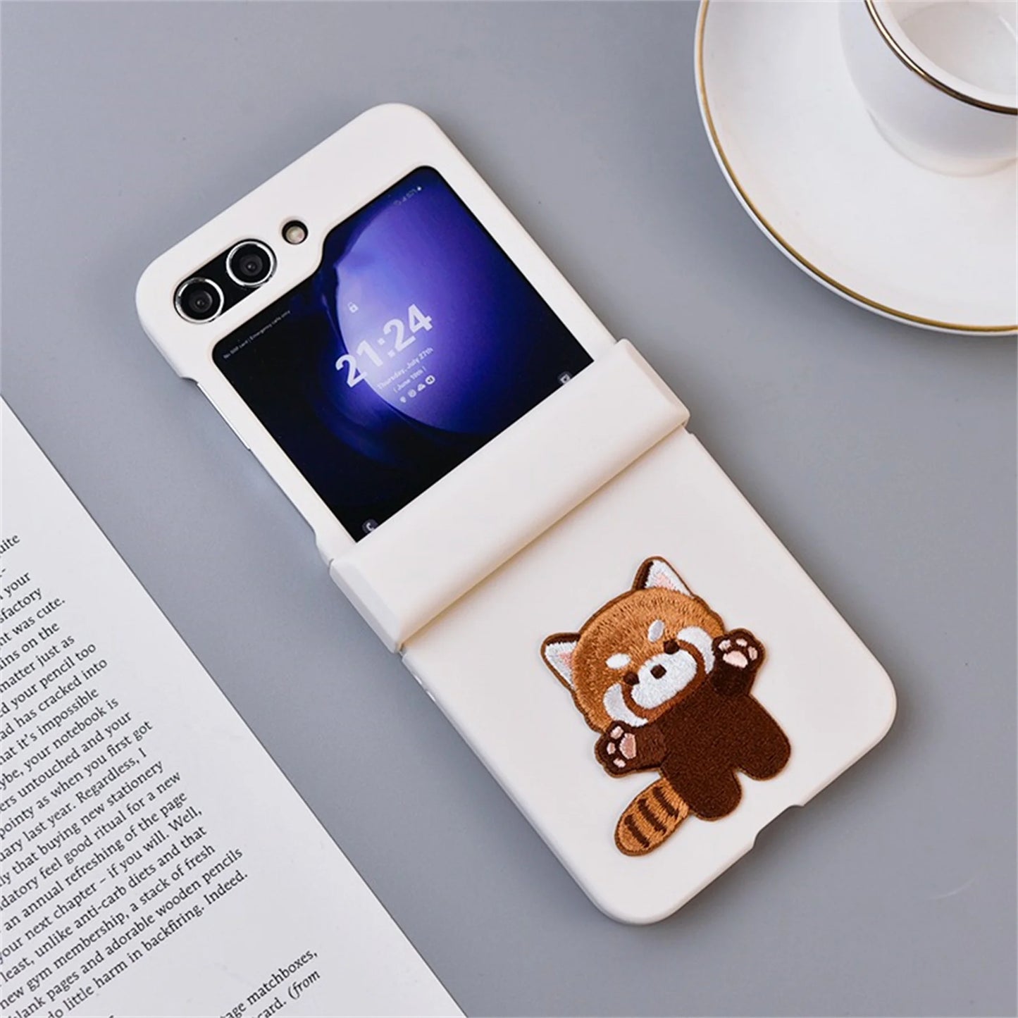 Cute Patch Phone Case with Portable Rope for Samsung Galaxy Z Flip Series