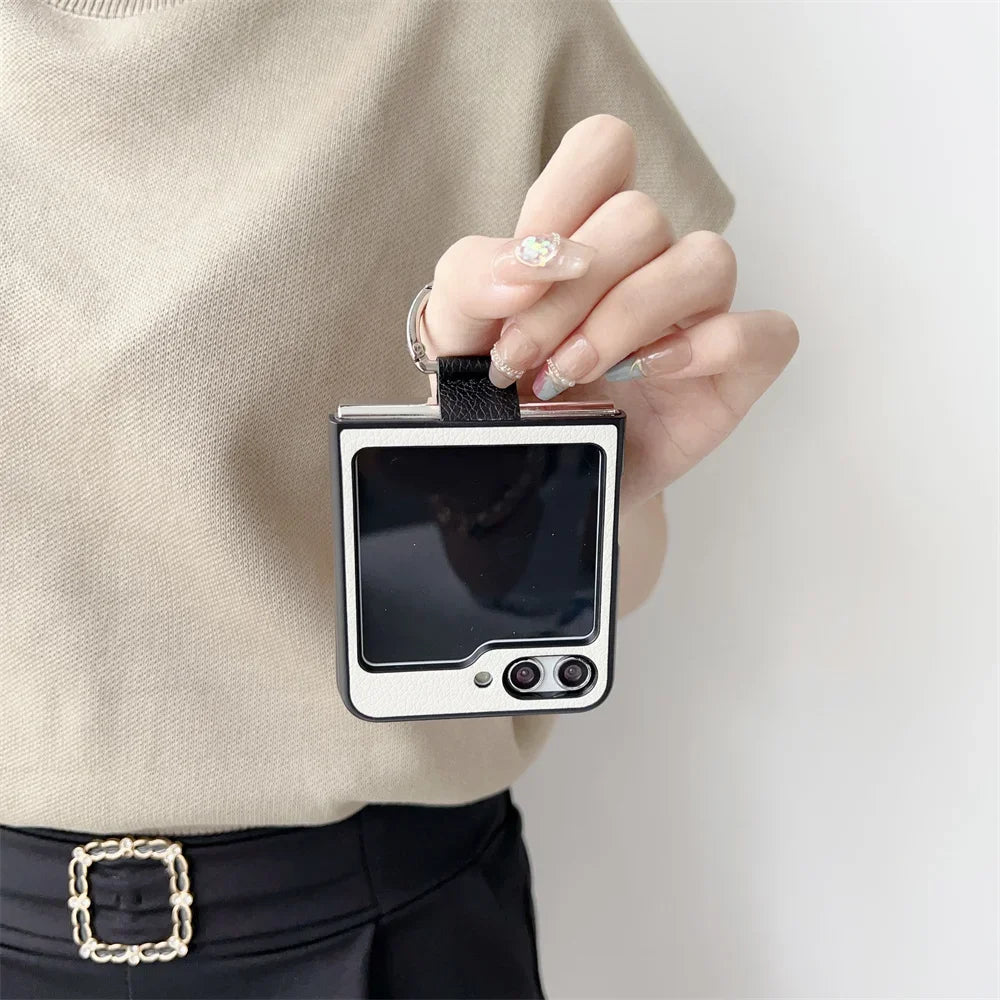 Ring Holder Lichee Pattern Case for Samsung Galaxy Z Flip 5