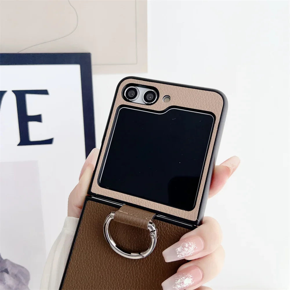 Ring Holder Lichee Pattern Case for Samsung Galaxy Z Flip 5