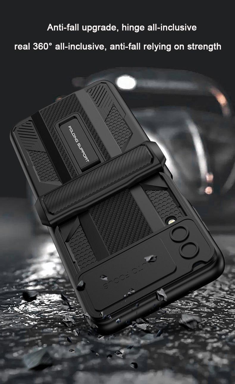 Bracket Hard Shockproof Armor with Magnetic Hinge Slide Lens Cover For Samsung Galaxy Z Flip 4 5G