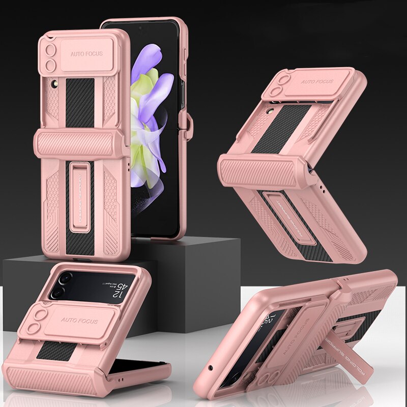 Bracket Hard Shockproof Armor with Magnetic Hinge Slide Lens Cover For Samsung Galaxy Z Flip 4 5G
