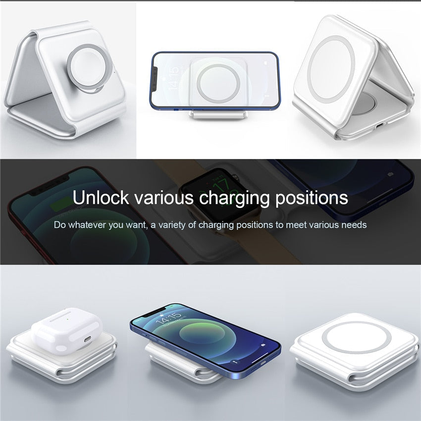 3 in 1 Magnetic Wireless Charger Pad
