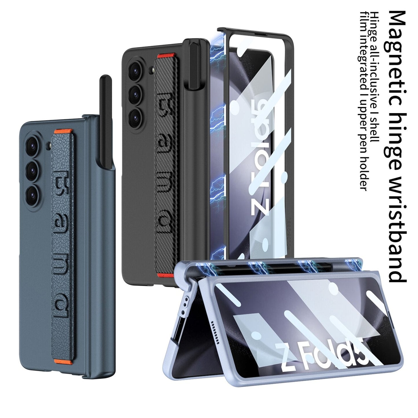 Magnetic Hinge Wristband Case For Galaxy Z Fold 5