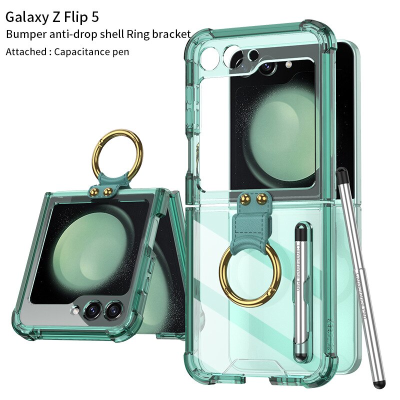 Transparent Shockproof Case with Ring holder for Samsung Galaxy Z Flip 5