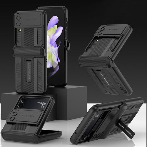 Bracket Hard Shockproof Armor with Magnetic Hinge Slide Lens Cover For Samsung Galaxy Z Flip 4 5G