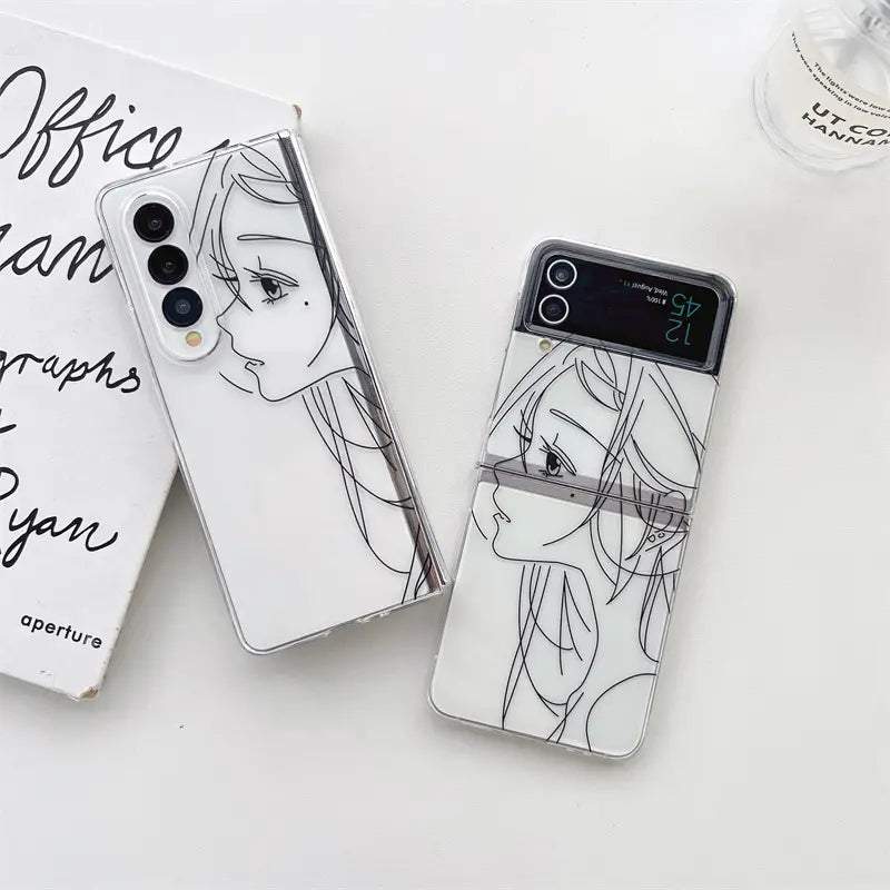 Case Draw CUTE GIRL SIMPLE FOLDING DRAWING PHONE CASE FOR SAMSUNG GALAXY – LooneyCase