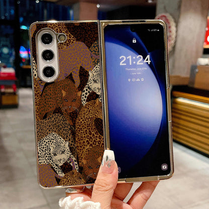 Oil painting brown leopard Case For Galaxy Z Fold Series