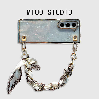 Chic Houndstooth Chain Case for Samsung Galaxy Z Fold 6/5/4