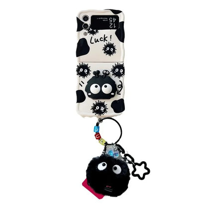 Cartoon Coal Ball Elf Case for Galaxy Z Flip 6/5/4/3 | Hard Shell with Stand