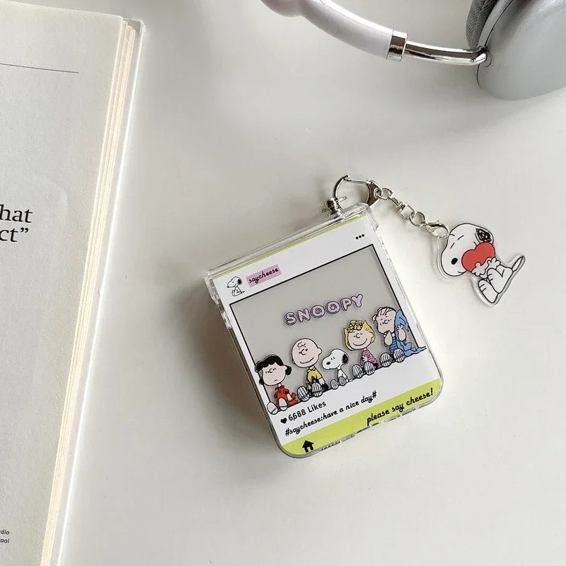 Cute Cartoon Snoopy Charlie Brown Transparent Phone Case For Samsung Galaxy Z Flip