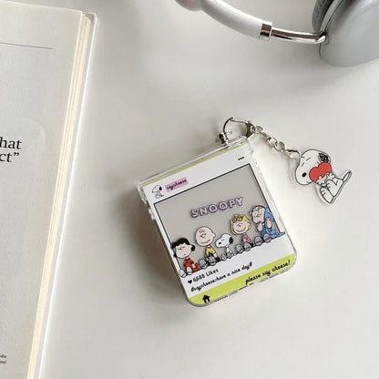 Cute Cartoon Snoopy Charlie Brown Transparent Phone Case For Samsung Galaxy Z Flip
