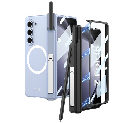 Wireless Charging Matte Magnetic Matte Magnetic Hinge Pen Holder Case For Samsung Galaxy Z Fold 5