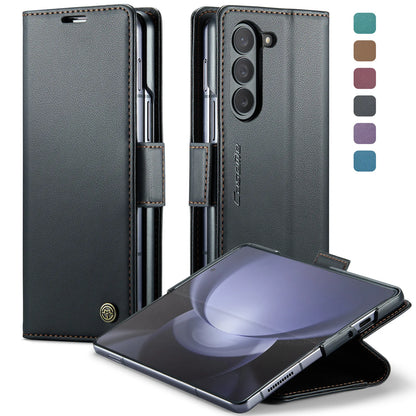 Magnetic PU Leather Wallet Case for Galaxy Z Fold 6/5 | Shockproof & Card Holder