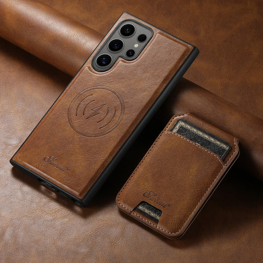 MagSafe Leather Wallet Case for Samsung S22 S23 S24 Ultra Plus Series