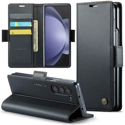 Magnetic PU Leather Wallet Case for Galaxy Z Fold 6/5 | Shockproof & Card Holder