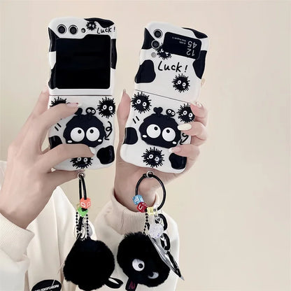 Cartoon Coal Ball Elf Case for Galaxy Z Flip 6/5/4/3 | Hard Shell with Stand