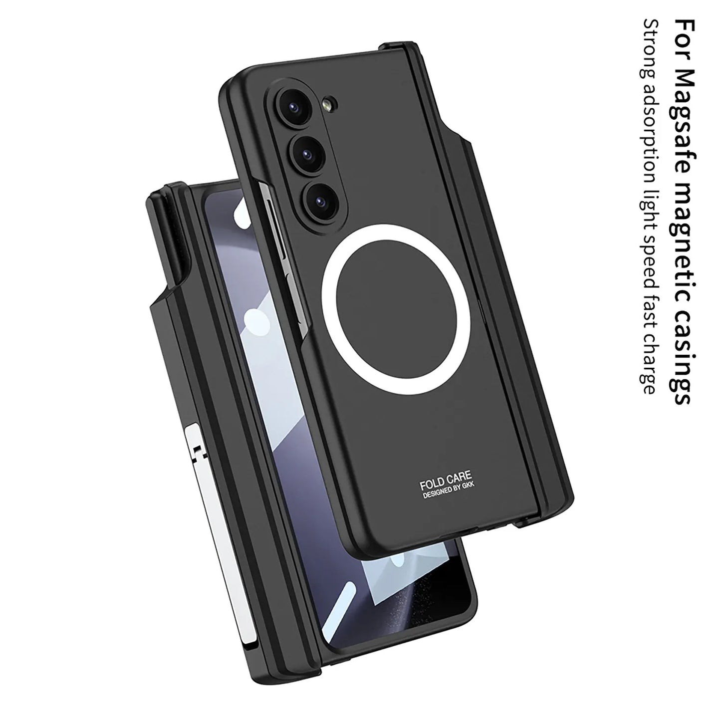 Wireless Charging Matte Magnetic Matte Magnetic Hinge Pen Holder Case For Samsung Galaxy Z Fold 5