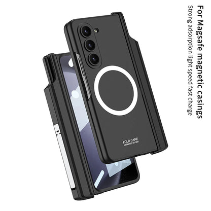 Wireless Charging Matte Magnetic Matte Magnetic Hinge Pen Holder Case For Samsung Galaxy Z Fold 5