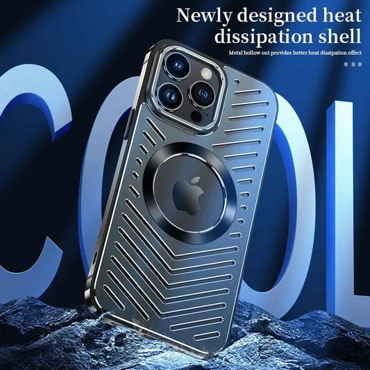 Stainless Steel Frame Aluminum Backplane Metal Magnetic Phone Case iPhone