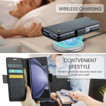 Magnetic PU Leather Wallet Case for Galaxy Z Fold 6/5 | Shockproof & Card Holder