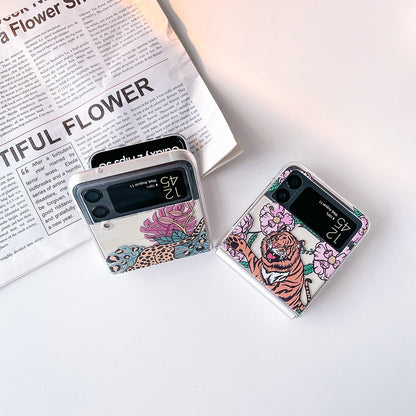 Leopard Tiger Case Painted Transparent For Samsung Galaxy Z Flip 4