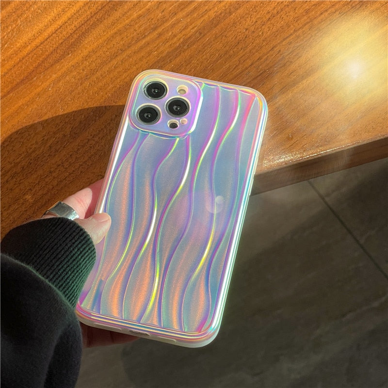 luxury laser Water Ripple Case For iPhone Cute Simple Cover