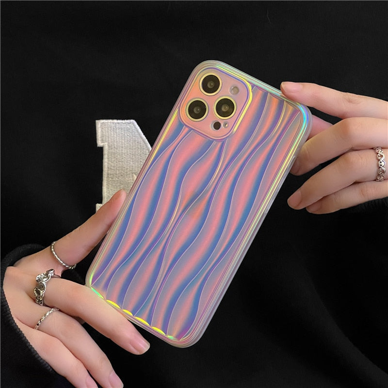 luxury laser Water Ripple Case For iPhone Cute Simple Cover