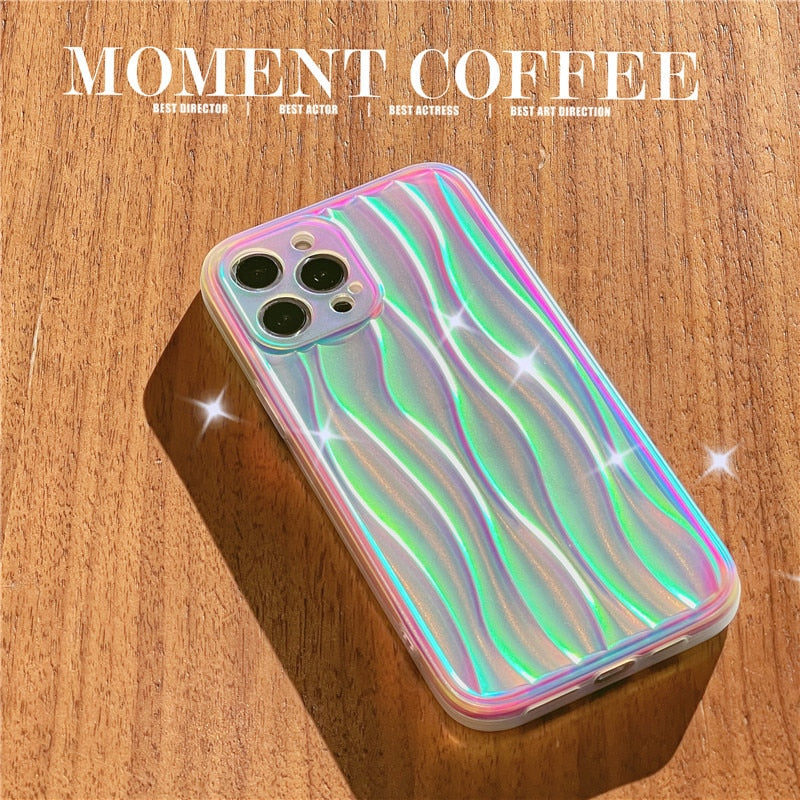 luxury laser Water Ripple Case For iPhone Cute Simple Cover