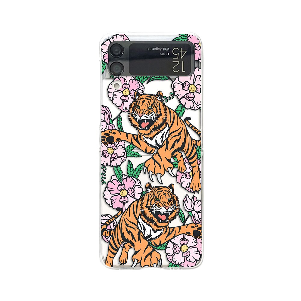 Leopard Tiger Case Painted Transparent For Samsung Galaxy Z Flip 4