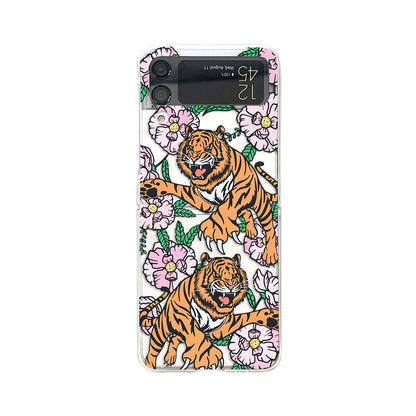 Leopard Tiger Case Painted Transparent For Samsung Galaxy Z Flip 4