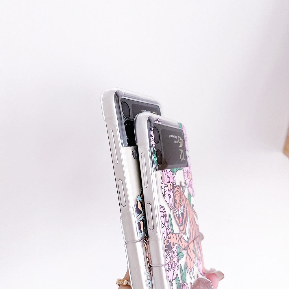 Leopard Tiger Case Painted Transparent For Samsung Galaxy Z Flip 4