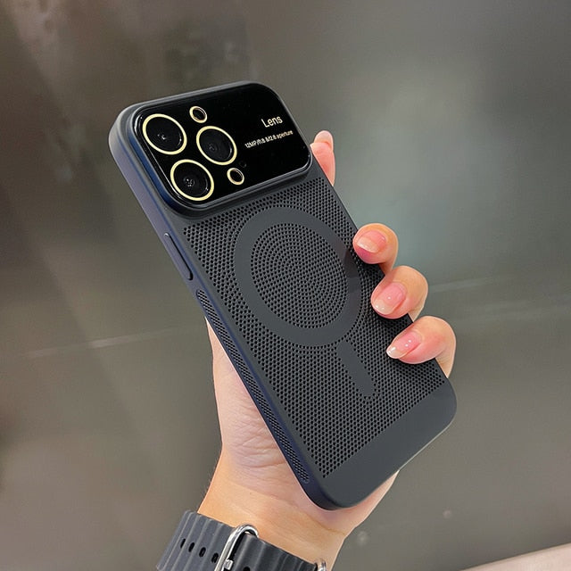 Breathable Magnetic PC Lens Cover iPhone Case